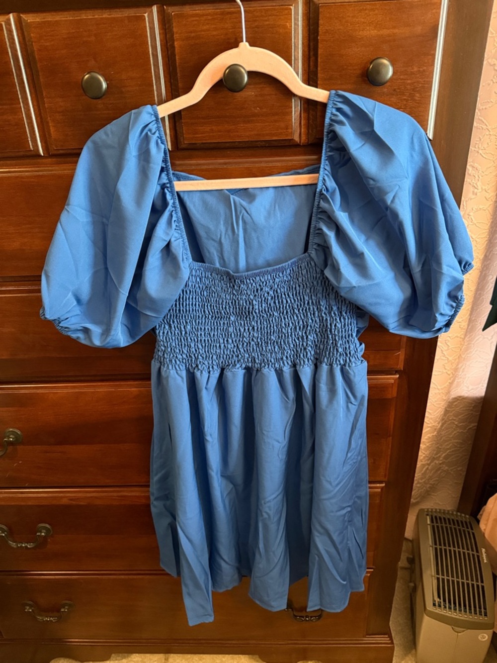 Blue Puff Sleeve A-Line Dress - Picture 2 of 2